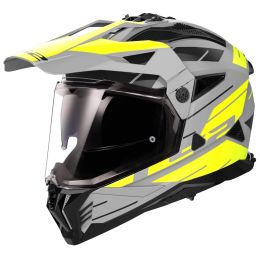 Casco Enduro Dual Road LS2 MX702 PIONEER II Namib Grigio Opaco Giallo Hi-Viz