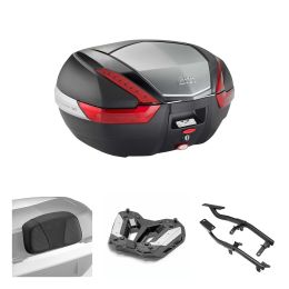 Kit bauletto GIVI V47 nero rosso 47L per HONDA CB HORNET