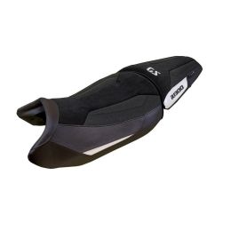 Sitzbezug Koln Velvet Ultragrip WH mit logo für BMW r 1300 gs sella standard