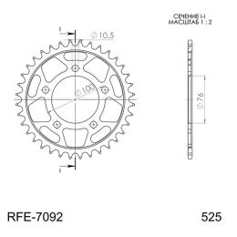 CORONA IN ACCIAIO PASSO 525 - Z 44 DENTI (DIS.92671)