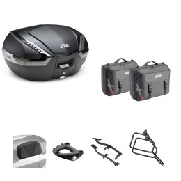 GIVI V47 TECH Topcase-Kit X-LINE Carbon/Smoke 47/33L für SUZUKI DL V STROM