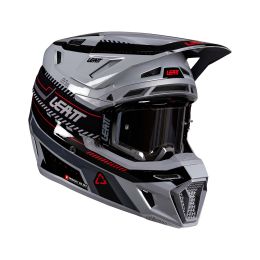 Casco motocross LEATT Moto 8.5 Composite grigio nero rosso con maschera 5.5