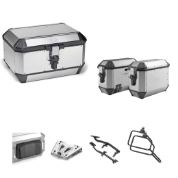 Kit GIVI bauletto valigia TREKKER ALASKA alluminio grigio 56/36L per KTM