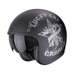 Casco jet cafe racer Scorpion EXO BELFAST EVO Hangar nero argento