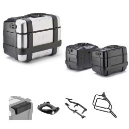 Kit GIVI bauletto valigia TREKKER alluminio grigio/nero 46/46L per BMW R GS ADVENTURE