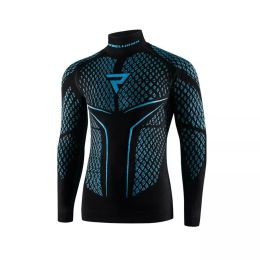 T-shirt termoattiva moto uomo REBELHORN THERM II nera/blu