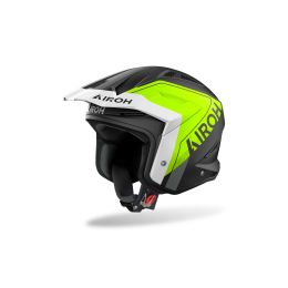 Casque Jet Trial AIROH TRR II Hunt Noir Blanc Jaune Mat