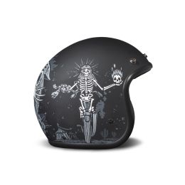 Jet Helm Cafe Racer DMD RETRO Ghost Rider Schwarz Matt