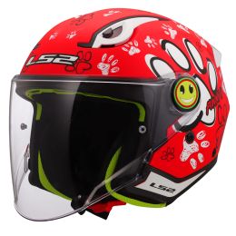 Casque de Moto Enfant LS2 OF622 FUNNY II Paws Rouge Mat