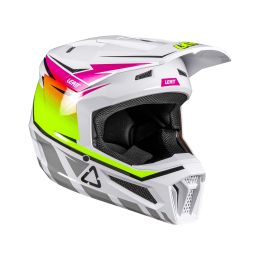 Casco motocross LEATT Moto 2.5 bianco rosa giallo