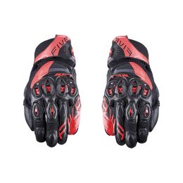 Guanti Moto Racing FIVE SF1 EVO Estivi in Pelle Nero Rosso Fluo