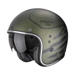 Casco jet cafe racer Scorpion EXO BELFAST EVO Dawg verde nero