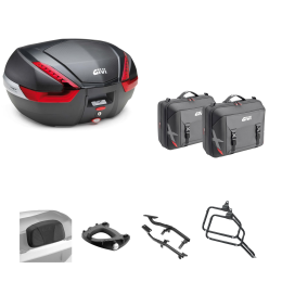 Kit GIVI bauletto V47 borsa X-LINE carbon/rosso 47/33L per KTM