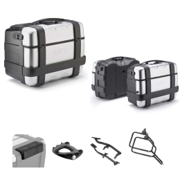 GIVI Trekker Top Case Luggage Kit Anodized Gray/Black 46/33L for SUZUKI DL V STROM