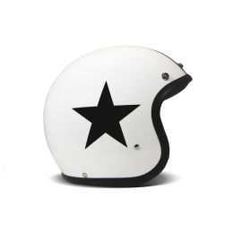 Jet Helm Cafe Racer DMD RETRO Star Weiß Schwarz Glanz