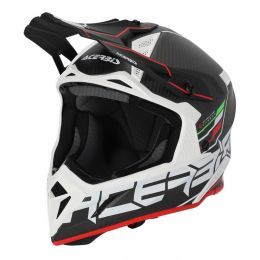Motocross-Helm ACERBIS Steel Carbon 22.06 Schwarz Rot Weiß