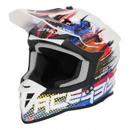 Motocross-Helm ACERBIS Linear 22.06 Weiß Blau Rot