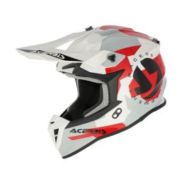 Casco Motocross ACERBIS Linear 22.06 Graphic Bianco Grigio Lucido