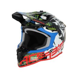 Casco Motocross ACERBIS Linear 22.06 Graphic Bianco Nero Blu Lucido