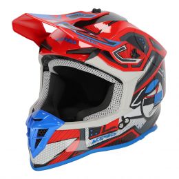 Motocross-Helm ACERBIS Linear 22.06 Rot Blau Weiß