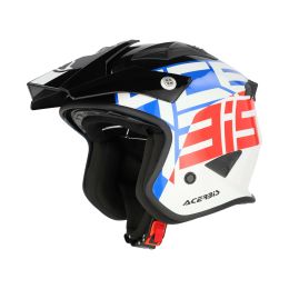 Jet Helm ACERBIS Jet Aria Sport Weiß Blau Rot Glänzend