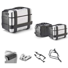 Kit GIVI bauletto valigia TREKKER anodizzato grigio/nero 46/46L per HUSQVARNA NORDEN 901