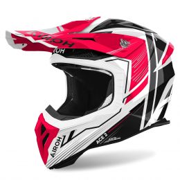 Motocross-Helm AIROH Aviator Ace 2 Engine Weiß Rot Glanz