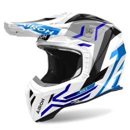 Motocross-Helm AIROH Aviator Ace 2 Ground Weißblau Glänzend