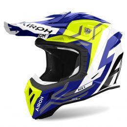 Motocross-Helm AIROH Aviator Ace 2 Ground Blaugelber Glanz