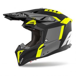 Motocross-Helm AIROH Aviator 3 Glory Schwarz Grau Gelb Matt