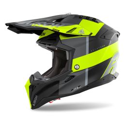 Casco Motocross AIROH Aviator 3 Monarch Nero Grigio Giallo Fluo Opaco