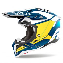Motocross-Helm AIROH Aviator 3 Saber Gelbblau Matt