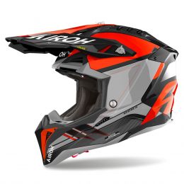 Motocross-Helm AIROH Aviator 3 Saber Grau Orange Glanz