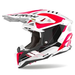 Casco Motocross AIROH Aviator 3 Saber Bianco Rosso Lucido