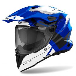 Dual Road Helmet AIROH Commander 2 Reveal White Blue Gloss