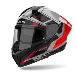 Full Face Helmet AIROH Matryx Rocket Fluorescent Red Black Grey Gloss