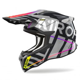 Motocross-Helm AIROH Strycker Brave Schwarzgrau glänzend