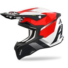 Motocross Helmet AIROH Strycker Blazer Black White Red Gloss