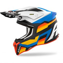 Motocross-Helm AIROH Strycker Glam Rot Gelb Blau Matt