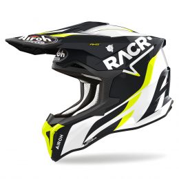 Motocross Helmet AIROH Strycker Racr Black White Gloss