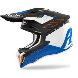 Motocross-Helm AIROH Strycker Skin Schwarz Blau Matt