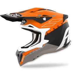 Motocross-Helm AIROH Strycker Skin Grau Orange Matt