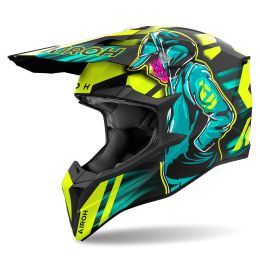 Motocross-Helm AIROH Wraaap Cyber Undurchsichtiges Gelb
