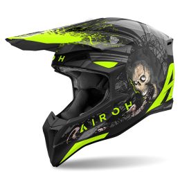 Motocross-Helm AIROH Wraaap Darkness Mattschwarzgelb