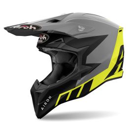 Motocross-Helm AIROH Wraaap Reloaded Schwarz Grau Gelb Matt
