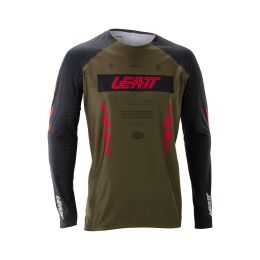 Maglia tencica MTB LEATT Gravity 5.0 marrone race vestibilità slim 3D UPF 50