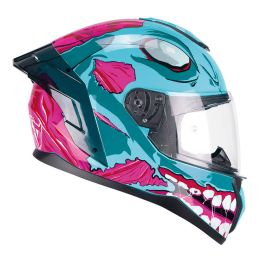 Casco Integrale CGM 330U RIOT Undead Azzurro Rosa Lucido