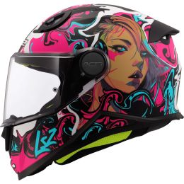 Child Motorcycle Helmet LS2 FF812 KID Cyberg Matte Purple Cyan