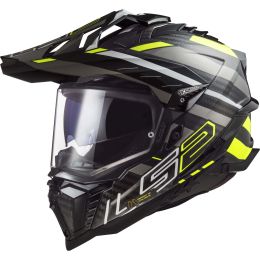 Casco Enduro Dual Road LS2 MX701 EXPLORER CARBON Edge Nero Lucido Giallo Hi-Viz