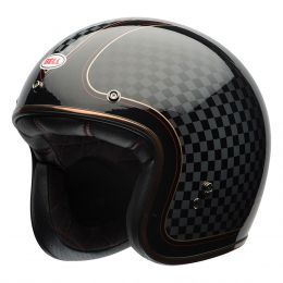 Jet Helmet Cafe Racer Bell Custom 500 Rsd Check It Glossy Black Gold